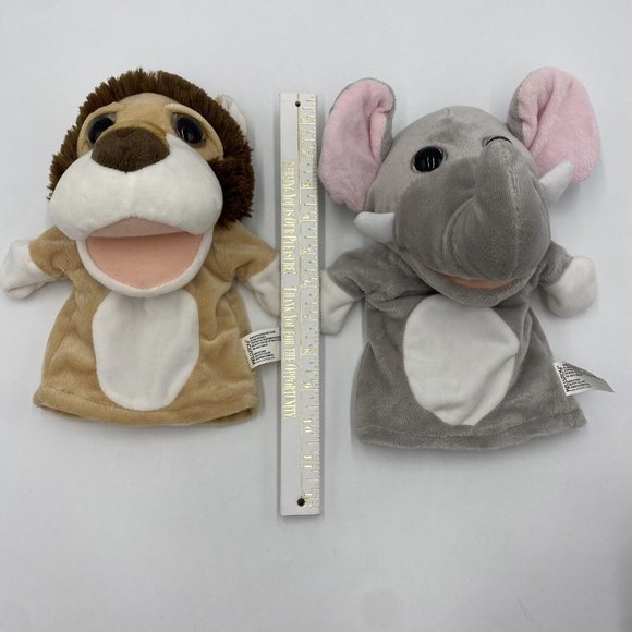 SET of 2 Kelly Toy Adorable Plush Hand PUPPETS Elephant and Lion 2 PC LOT Zoo - Picture 14 of 15